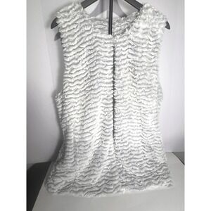 Betsey Johnson Faux Fur Vest Gray Sleeveless Cozy Layering XL